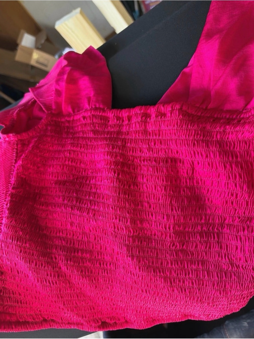 Express Hot Pink Ribbed Crop Top - Picture 2 of 2